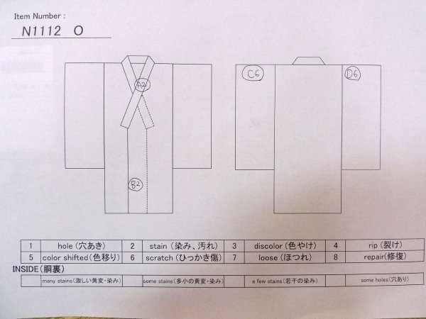 Photo11: N1112O Vintage Japanese kimono  Dark Navy Blue KOMON dyed for women / Wool. Folding fan   (Grade D) (11)