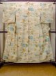 Photo1: N1112P Vintage Japanese kimono  Light Off White KOMON dyed for women / Silk. MOMIJI maple leaf,   (Grade C) (1)