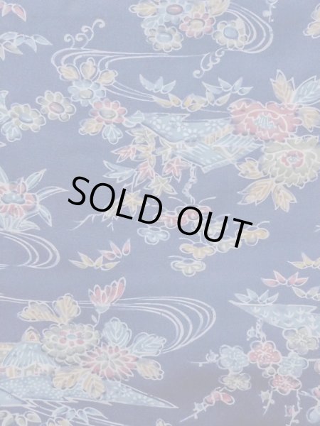 Photo4: N1112Q Vintage Japanese kimono  Dark Indigo Blue KOMON dyed for women / Silk. Flower,   (Grade B) (4)