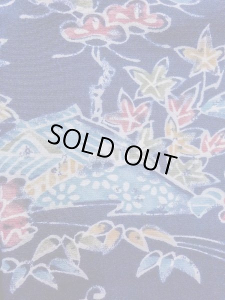 Photo6: N1112Q Vintage Japanese kimono  Dark Indigo Blue KOMON dyed for women / Silk. Flower,   (Grade B) (6)