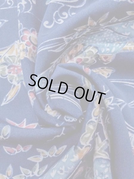 Photo11: N1112Q Vintage Japanese kimono  Dark Indigo Blue KOMON dyed for women / Silk. Flower,   (Grade B) (11)