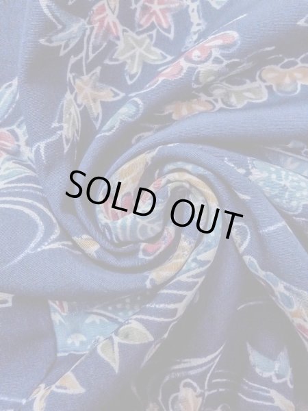 Photo12: N1112Q Vintage Japanese kimono  Dark Indigo Blue KOMON dyed for women / Silk. Flower,   (Grade B) (12)