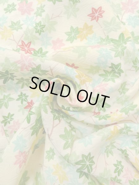 Photo12: N1112R Vintage Japanese kimono   Ivory KOMON dyed for women / Silk. MOMIJI maple leaf   (Grade C) (12)