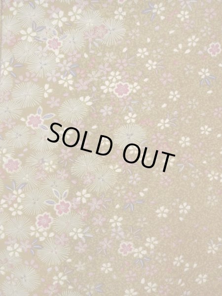 Photo3: Mint N1112S Used Japanese kimono  Yellowish Brown KOMON dyed for women / Synthetic. SAKURA cherry blossom,   (Grade A) (3)