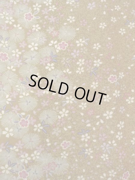 Photo4: Mint N1112S Used Japanese kimono  Yellowish Brown KOMON dyed for women / Synthetic. SAKURA cherry blossom,   (Grade A) (4)