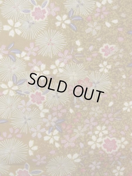 Photo5: Mint N1112S Used Japanese kimono  Yellowish Brown KOMON dyed for women / Synthetic. SAKURA cherry blossom,   (Grade A) (5)