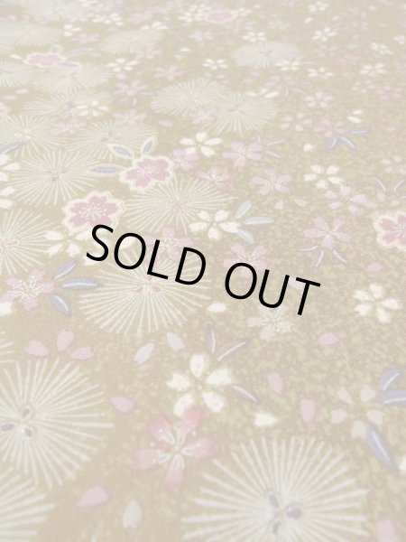 Photo8: Mint N1112S Used Japanese kimono  Yellowish Brown KOMON dyed for women / Synthetic. SAKURA cherry blossom,   (Grade A) (8)