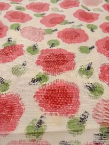 Photo9: N1112T Vintage Japanese kimono   Ivory HITOE unlined for women / Wool. Flower Stains all over.  (Grade D) (9)