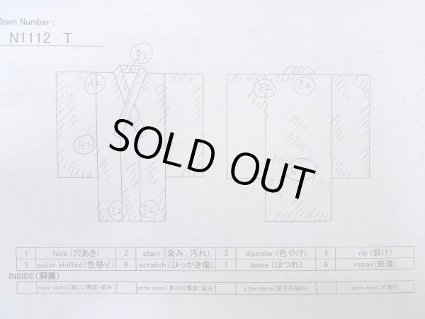 Photo13: N1112T Vintage Japanese kimono   Ivory HITOE unlined for women / Wool. Flower Stains all over.  (Grade D) (13)