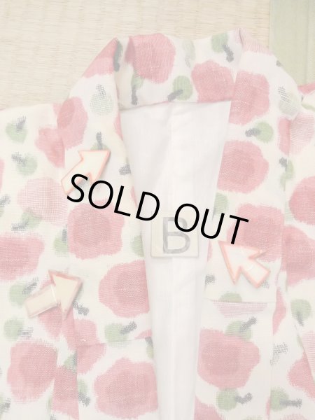 Photo15: N1112T Vintage Japanese kimono   Ivory HITOE unlined for women / Wool. Flower Stains all over.  (Grade D) (15)