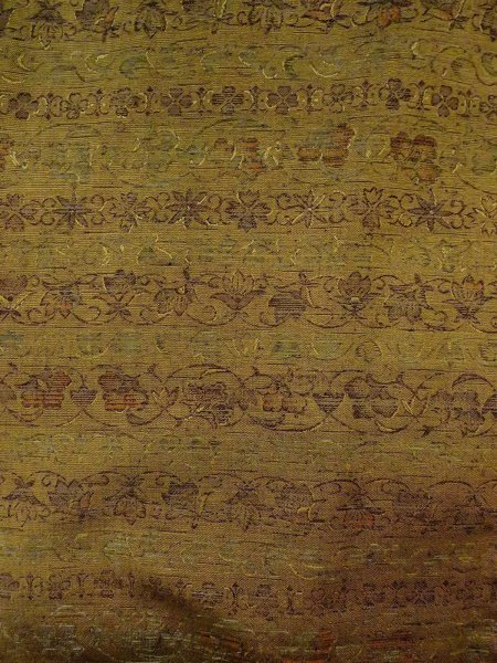 Photo3: N1112Y Vintage Japanese kimono  Dark Yellow HITOE unlined for women / Wool. Chinese flower,   (Grade B) (3)