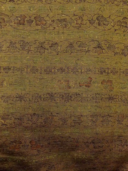 Photo4: N1112Y Vintage Japanese kimono  Dark Yellow HITOE unlined for women / Wool. Chinese flower,   (Grade B) (4)