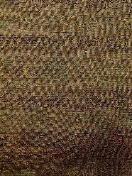 Photo6: N1112Y Vintage Japanese kimono  Dark Yellow HITOE unlined for women / Wool. Chinese flower,   (Grade B) (6)