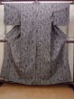 Photo1: N1113A Vintage Japanese kimono   Gray HITOE unlined for women / Wool. Geometrical pattern,   (Grade C) (1)