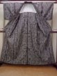 Photo2: N1113A Vintage Japanese kimono   Gray HITOE unlined for women / Wool. Geometrical pattern,   (Grade C) (2)