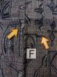 Photo19: N1113A Vintage Japanese kimono   Gray HITOE unlined for women / Wool. Geometrical pattern,   (Grade C) (19)