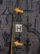 Photo21: N1113A Vintage Japanese kimono   Gray HITOE unlined for women / Wool. Geometrical pattern,   (Grade C) (21)
