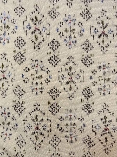 Photo7: N1113B Vintage Japanese kimono   Ivory HITOE unlined for women / Wool. Flower,   (Grade C) (7)