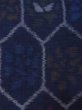 Photo6: N1113D Vintage Japanese kimono   Indigo Blue HITOE unlined for women / Wool. Flower,   (Grade D) (6)