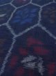 Photo8: N1113D Vintage Japanese kimono   Indigo Blue HITOE unlined for women / Wool. Flower,   (Grade D) (8)