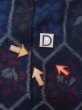 Photo17: N1113D Vintage Japanese kimono   Indigo Blue HITOE unlined for women / Wool. Flower,   (Grade D) (17)