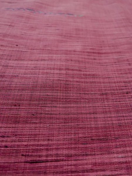 Photo10: N1126A Vintage Japanese kimono  Dark Pink TSUMUGI pongee for women / Silk. Geometrical pattern   (Grade B) (10)