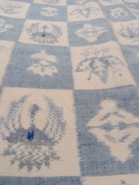 Photo10: N1126B Vintage Japanese kimono  Grayish Blue TSUMUGI pongee for women / Silk. Flower,   (Grade B) (10)