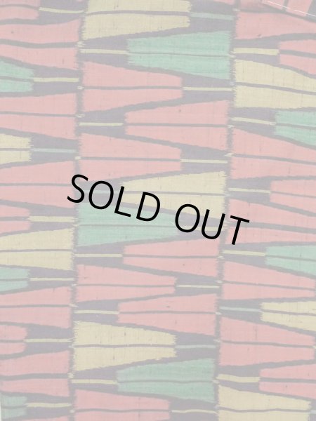 Photo3: Mint N1126C Vintage Japanese kimono  Vivid Multi Color TSUMUGI pongee for women / Silk. Folding fan There is a part of tailoring thread  (Grade A) (3)