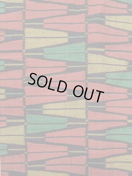 Photo4: Mint N1126C Vintage Japanese kimono  Vivid Multi Color TSUMUGI pongee for women / Silk. Folding fan There is a part of tailoring thread  (Grade A) (4)