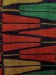 Photo5: Mint N1126C Vintage Japanese kimono  Vivid Multi Color TSUMUGI pongee for women / Silk. Folding fan There is a part of tailoring thread  (Grade A) (5)