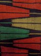 Photo6: Mint N1126C Vintage Japanese kimono  Vivid Multi Color TSUMUGI pongee for women / Silk. Folding fan There is a part of tailoring thread  (Grade A) (6)