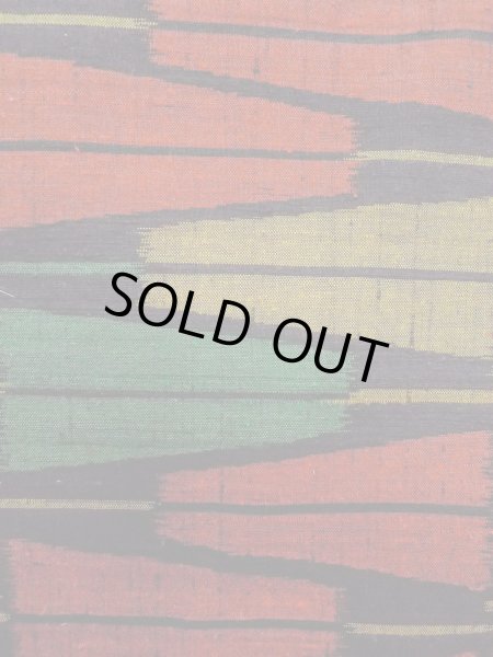 Photo6: Mint N1126C Vintage Japanese kimono  Vivid Multi Color TSUMUGI pongee for women / Silk. Folding fan There is a part of tailoring thread  (Grade A) (6)