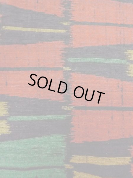 Photo7: Mint N1126C Vintage Japanese kimono  Vivid Multi Color TSUMUGI pongee for women / Silk. Folding fan There is a part of tailoring thread  (Grade A) (7)