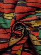 Photo12: Mint N1126C Vintage Japanese kimono  Vivid Multi Color TSUMUGI pongee for women / Silk. Folding fan There is a part of tailoring thread  (Grade A) (12)