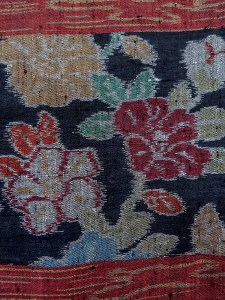 Photo5: Mint N1126D Vintage Japanese kimono  Dark Dark Red TSUMUGI pongee for women / Silk. Flower,   (Grade A) (5)