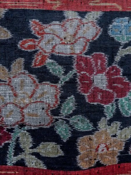 Photo6: Mint N1126D Vintage Japanese kimono  Dark Dark Red TSUMUGI pongee for women / Silk. Flower,   (Grade A) (6)