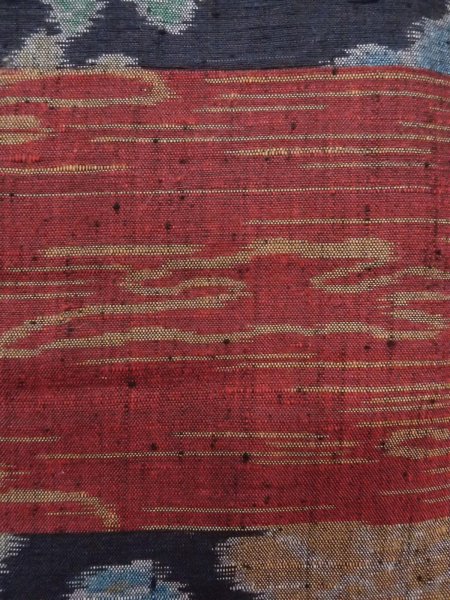 Photo7: Mint N1126D Vintage Japanese kimono  Dark Dark Red TSUMUGI pongee for women / Silk. Flower,   (Grade A) (7)