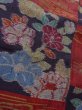 Photo8: Mint N1126D Vintage Japanese kimono  Dark Dark Red TSUMUGI pongee for women / Silk. Flower,   (Grade A) (8)