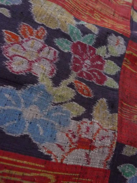 Photo8: Mint N1126D Vintage Japanese kimono  Dark Dark Red TSUMUGI pongee for women / Silk. Flower,   (Grade A) (8)