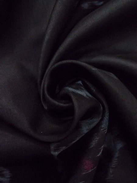 Photo11: N1126G Antique Japanese kimono   Black TSUMUGI pongee for women / Silk. Flower circle   (Grade A) (11)