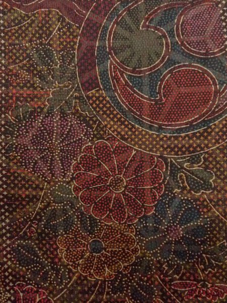 Photo6: N1126H Vintage Japanese kimono  Dark Brown TSUMUGI pongee for women / Silk. Flower,   (Grade A+) (6)