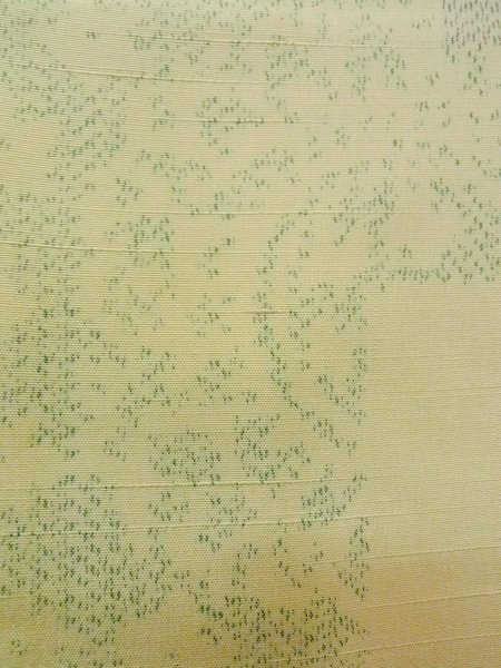 Photo6: N1126J Used Japanese kimono  Pale Yellowish Green TSUMUGI pongee for women / Silk. Flower,   (Grade B) (6)