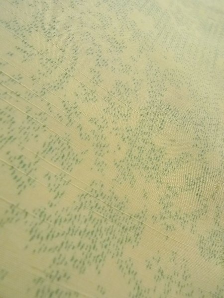 Photo8: N1126J Used Japanese kimono  Pale Yellowish Green TSUMUGI pongee for women / Silk. Flower,   (Grade B) (8)