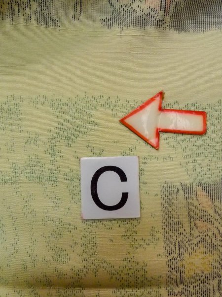 Photo16: N1126J Used Japanese kimono  Pale Yellowish Green TSUMUGI pongee for women / Silk. Flower,   (Grade B) (16)