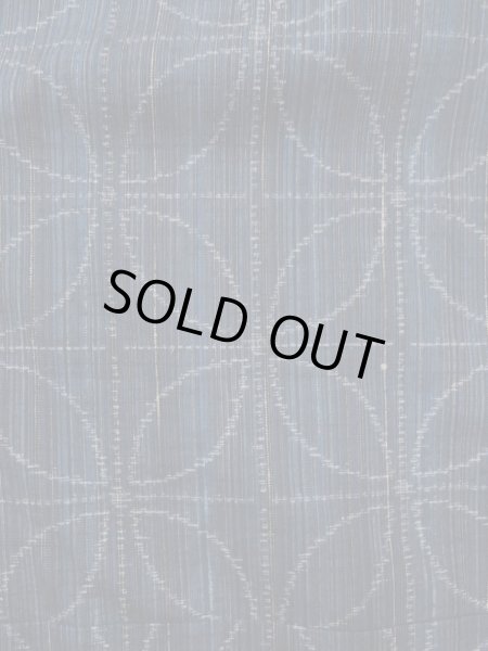 Photo6: N1126K Used Japanese kimono  Dark Indigo Blue TSUMUGI pongee for women / Silk. Stripes, There is a part of tailoring thread  (Grade A) (6)