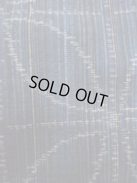 Photo7: N1126K Used Japanese kimono  Dark Indigo Blue TSUMUGI pongee for women / Silk. Stripes, There is a part of tailoring thread  (Grade A) (7)