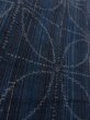 Photo8: N1126K Used Japanese kimono  Dark Indigo Blue TSUMUGI pongee for women / Silk. Stripes, There is a part of tailoring thread  (Grade A) (8)