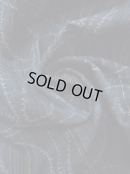 Photo12: N1126K Used Japanese kimono  Dark Indigo Blue TSUMUGI pongee for women / Silk. Stripes, There is a part of tailoring thread  (Grade A) (12)