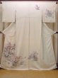 Photo1: N1126M Used Japanese kimono  Pale Off White HOUMONGI formal for women / Silk. Chrysanthemum, Letter box pattern  (Grade B) (1)