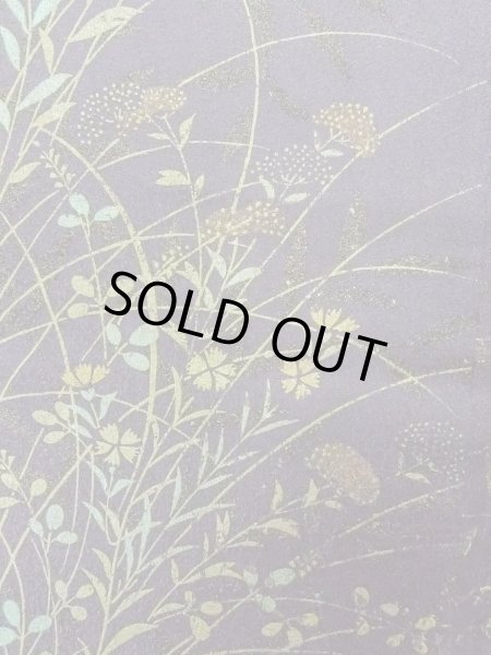 Photo8: N1126S Used Japanese kimono Pale Grayish Wisteria HOUMONGI formal for women / Silk. KIKYO Japanese balloonflower,   (Grade B) (8)